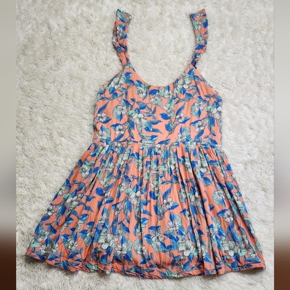 Free People OB574950 Orange Dear You Backless Mini Dress w/Pockets Sz Large - Picture 7 of 11